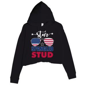 America Star Spangled Stud Graphic Funny Gift Crop Fleece Hoodie