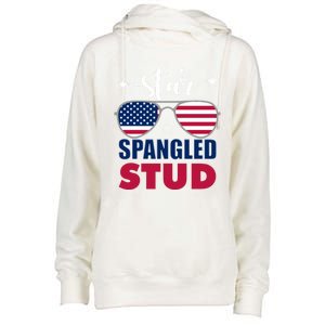 America Star Spangled Stud Graphic Funny Gift Womens Funnel Neck Pullover Hood