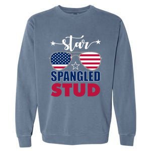 America Star Spangled Stud Graphic Funny Gift Garment-Dyed Sweatshirt