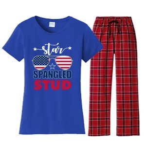 America Star Spangled Stud Graphic Funny Gift Women's Flannel Pajama Set