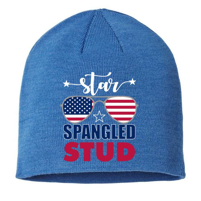 America Star Spangled Stud Graphic Funny Gift Sustainable Beanie