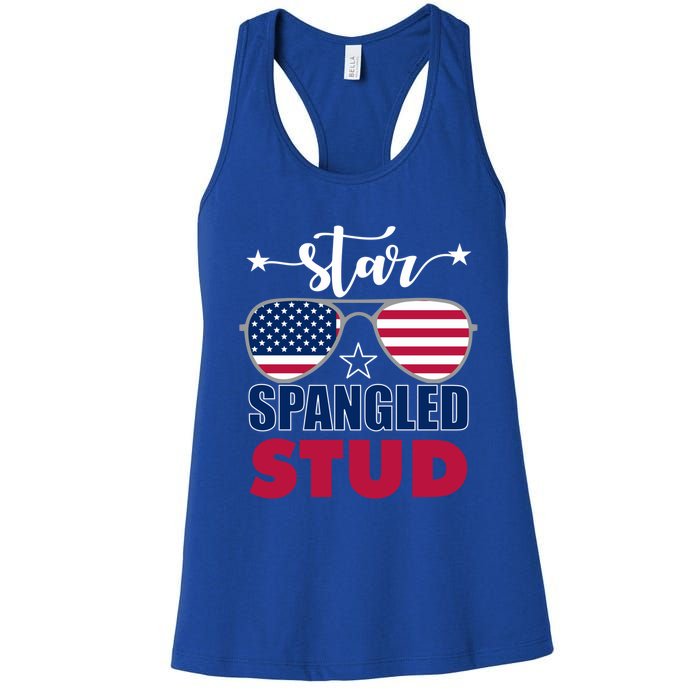 America Star Spangled Stud Graphic Funny Gift Women's Racerback Tank