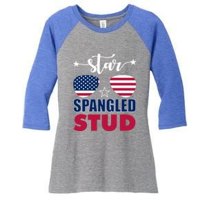 America Star Spangled Stud Graphic Funny Gift Women's Tri-Blend 3/4-Sleeve Raglan Shirt