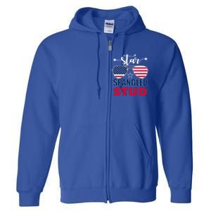 America Star Spangled Stud Graphic Funny Gift Full Zip Hoodie