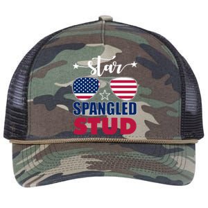 America Star Spangled Stud Graphic Funny Gift Retro Rope Trucker Hat Cap