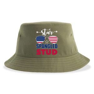 America Star Spangled Stud Graphic Funny Gift Sustainable Bucket Hat