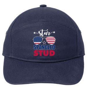 America Star Spangled Stud Graphic Funny Gift 7-Panel Snapback Hat