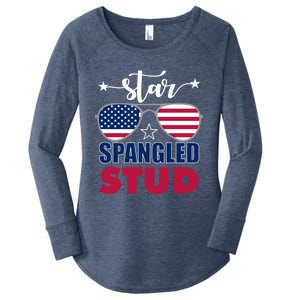 America Star Spangled Stud Graphic Funny Gift Women's Perfect Tri Tunic Long Sleeve Shirt