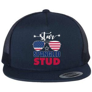 America Star Spangled Stud Graphic Funny Gift Flat Bill Trucker Hat