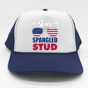 America Star Spangled Stud Graphic Funny Gift Trucker Hat