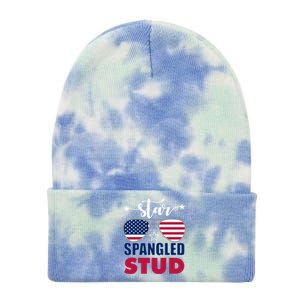 America Star Spangled Stud Graphic Funny Gift Tie Dye 12in Knit Beanie