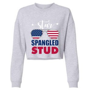 America Star Spangled Stud Graphic Funny Gift Cropped Pullover Crew