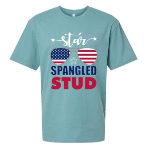 America Star Spangled Stud Graphic Funny Gift Sueded Cloud Jersey T-Shirt