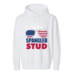 America Star Spangled Stud Graphic Funny Gift Garment-Dyed Fleece Hoodie