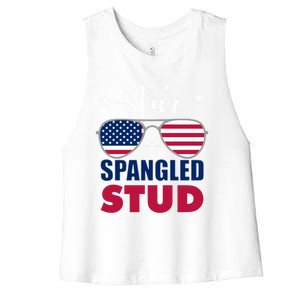 America Star Spangled Stud Graphic Funny Gift Women's Racerback Cropped Tank