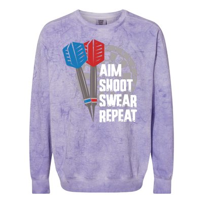 Aim Shoot Swear Repeat Dart Game Colorblast Crewneck Sweatshirt