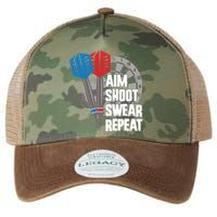 Aim Shoot Swear Repeat Dart Game Legacy Tie Dye Trucker Hat