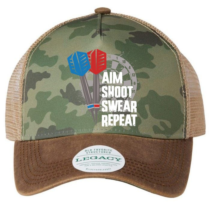 Aim Shoot Swear Repeat Dart Game Legacy Tie Dye Trucker Hat