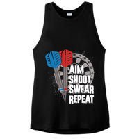 Aim Shoot Swear Repeat Dart Game Ladies PosiCharge Tri-Blend Wicking Tank