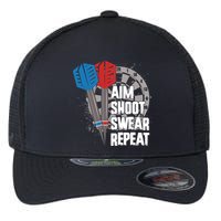 Aim Shoot Swear Repeat Dart Game Flexfit Unipanel Trucker Cap