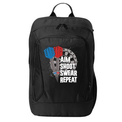 Aim Shoot Swear Repeat Dart Game City Backpack