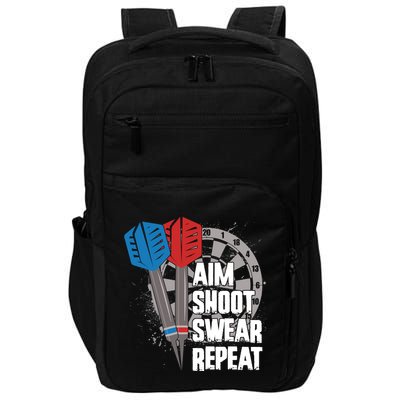 Aim Shoot Swear Repeat Dart Game Impact Tech Backpack