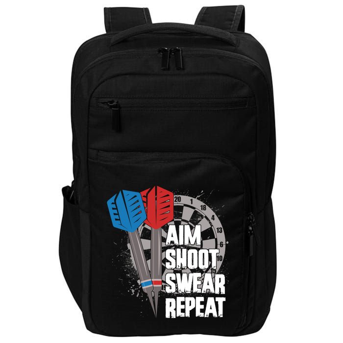Aim Shoot Swear Repeat Dart Game Impact Tech Backpack