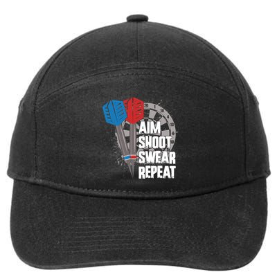 Aim Shoot Swear Repeat Dart Game 7-Panel Snapback Hat