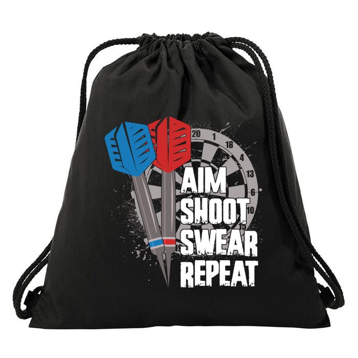 Aim Shoot Swear Repeat Dart Game Drawstring Bag