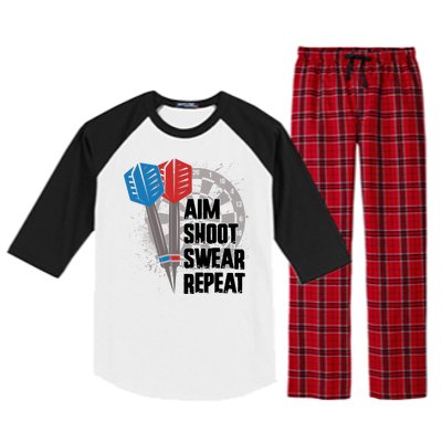 Aim Shoot Swear Repeat Dart Game Raglan Sleeve Pajama Set