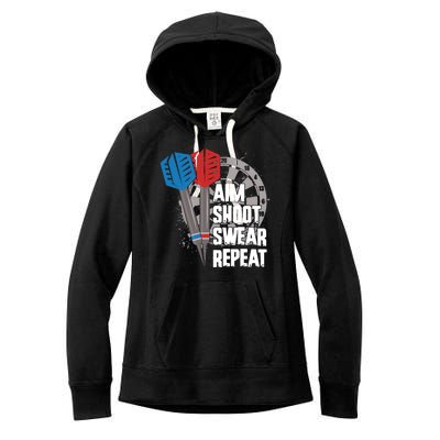 Aim Shoot Swear Repeat Dart Game Women's Fleece Hoodie