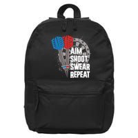 Aim Shoot Swear Repeat Dart Game 16 in Basic Backpack