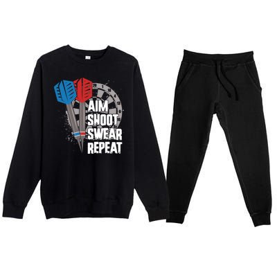 Aim Shoot Swear Repeat Dart Game Premium Crewneck Sweatsuit Set