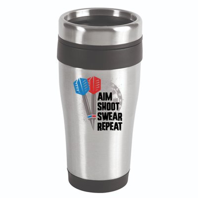 Aim Shoot Swear Repeat Dart Game 16oz Travel Tumbler