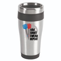 Aim Shoot Swear Repeat Dart Game 16oz Travel Tumbler