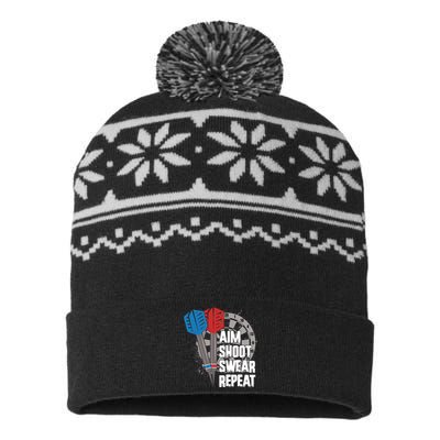 Aim Shoot Swear Repeat Dart Game USA-Made Snowflake Beanie