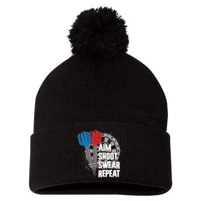 Aim Shoot Swear Repeat Dart Game Pom Pom 12in Knit Beanie