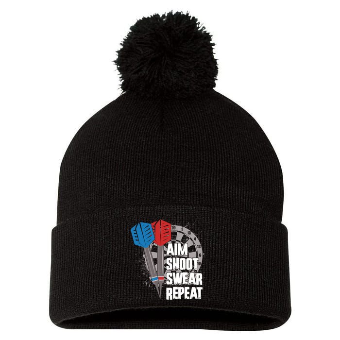 Aim Shoot Swear Repeat Dart Game Pom Pom 12in Knit Beanie