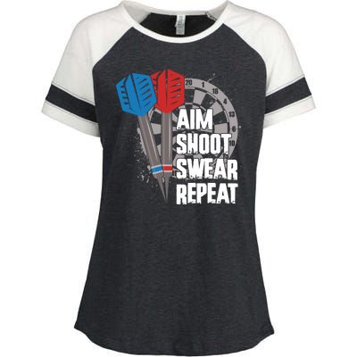 Aim Shoot Swear Repeat Dart Game Enza Ladies Jersey Colorblock Tee