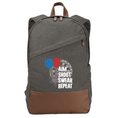 Aim Shoot Swear Repeat Dart Game Cotton Canvas Backpack