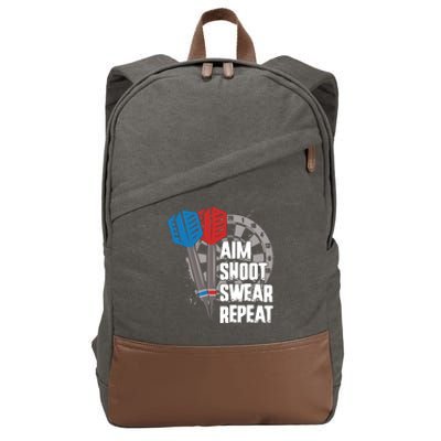 Aim Shoot Swear Repeat Dart Game Cotton Canvas Backpack