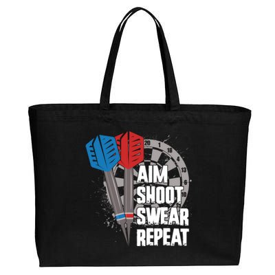 Aim Shoot Swear Repeat Dart Game Cotton Canvas Jumbo Tote