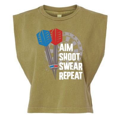 Aim Shoot Swear Repeat Dart Game Garment-Dyed Women's Muscle Tee