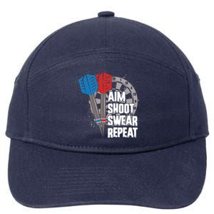 Aim Shoot Swear Repeat Dart Game 7-Panel Snapback Hat