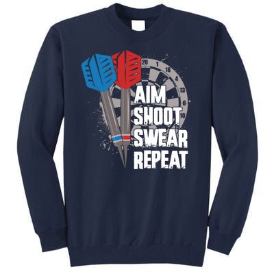 Aim Shoot Swear Repeat Dart Game Tall Sweatshirt