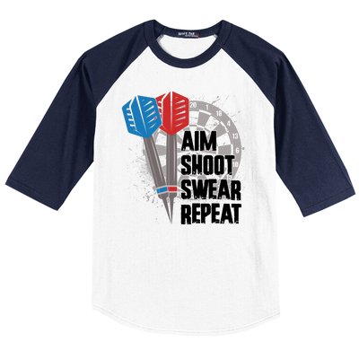 Aim Shoot Swear Repeat Dart Game Baseball Sleeve Shirt