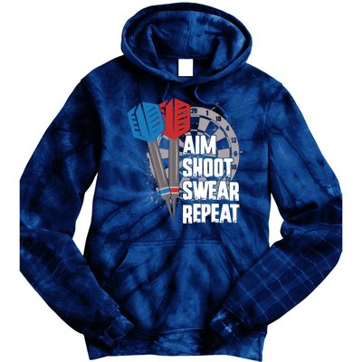 Aim Shoot Swear Repeat Dart Game Tie Dye Hoodie