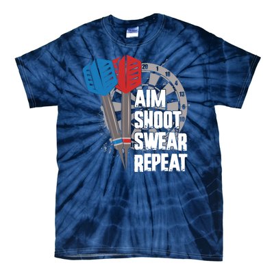 Aim Shoot Swear Repeat Dart Game Tie-Dye T-Shirt