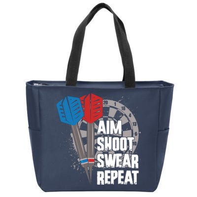 Aim Shoot Swear Repeat Dart Game Zip Tote Bag