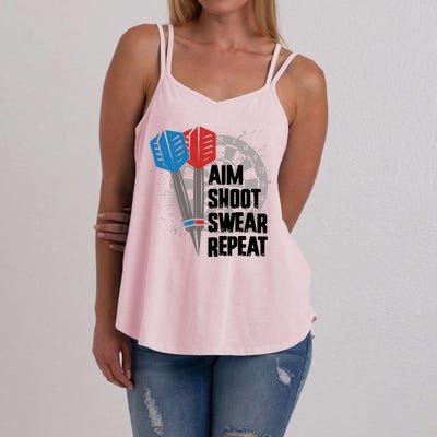 Aim Shoot Swear Repeat Dart Game Women's Strappy Tank